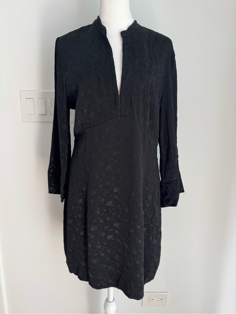 ZARA‎ Women's Floral Appliqués Mini Dress Black NEW Women’s L